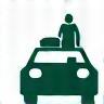 Tourist mit Auto und Gepäck Icon